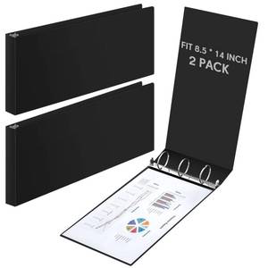 lot 14144 image: Humyoun 2 Pcs 8.5 x 14 Landscape 3 Ring Legal Size Binders 1 Inch Round Ring Binders Heavy Duty Economy Holds 8.5  x 14 Paper for Artwork Blueprints, Office, Home, Work Places (Black)