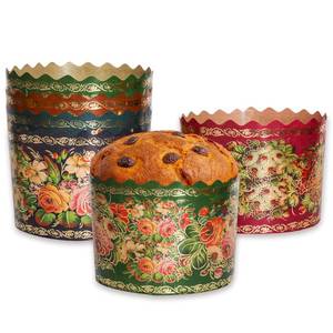 lot 14146 image: 12 oz Easter Bread Baking Paper Molds  12 Pack  Non-Stick Kulich Paska Mold Easter Bread Forms Panettone Paper Baking Molds
