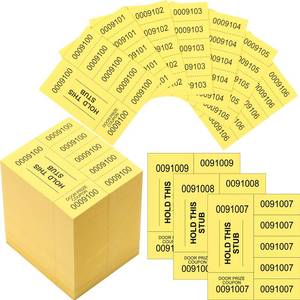 lot 14147 image: Kosiz 504 Sheets 5 Bid Raffle Ticket with Different Numbers Per Sheet Chinese Auction Tickets for Events Church Basket Auction Silent (Dark Yellow)