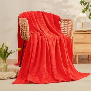 lot 14160 image: EMME Cotton Throw Blanket - 100% Muslin Soft, Breathable Gauze - All Season, Lightweight - Pre-Washed - Orange Rust, 50x70