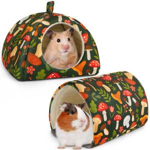lot 14169 image: Bienbee Guinea Pig Hideout, Washable Guinea Pig Tunnel Set, 2 Pack Guinea Pigs Toys Guinea Pigs Cage Accessories for Small Animal Mouse Hamster Hedgehogs Rats, Green Mushroom