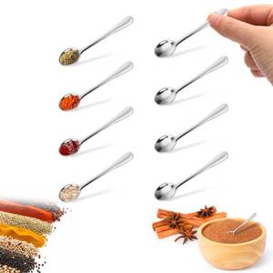 lot 14171 image: Solldgt 8Pcs Tiny Stainless Steel Spoons for Spices Jars, 2.9 Inch Mini Condiment Spoons, Silverware for Spice, Salt, Seasoning, Honey, Sugar