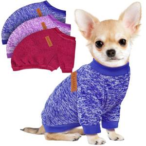 lot 14185 image: 3 Pack Dog Sweaters for Small Dogs Girl Boy Winter Fleece Clothes Warm Soft Dog Sweatshirt Outfit for Dogs Cats Pet Apparel