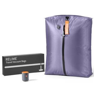 lot 14195 image: Relime Classic Series Vacuum Bags for Travel Luggage with Wireless Pump, Compression Bags for Carry On Suitcases and Backpack, Vacuum Seal Packing cube for Cloth Packing (1PC  PUMP Lavender)