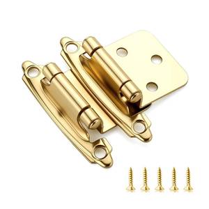 lot 14201 image: Ravinte 4 Pack (2 Pairs) 12 Overlay Cabinet Hinges, Self-Closing Semi-Concealed Face Mount, Satin Brass Decorative Hardware with Door Bumpers for Kitchen & Cupboard Doors, Gold