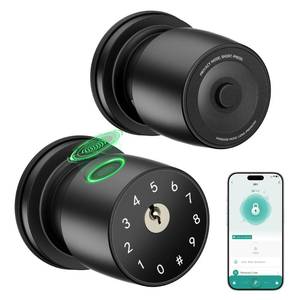 lot 14207 image: IRONZON Fingerprint Door Knob for Bedroom - 291Y 4-in-1 Keyless Bedroom Door Knob Smart Lock with App, One-tap Privacy Mode Setup, Auto-Lock Easy to Install - Matte Black