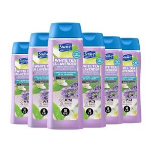 lot 19408 image: Suave Moisturizing Body Wash Women, White Tea and Lavender with Vitamin E and Aloe Extracts, No Parabens, No Phthalates, 18 Oz (Pack of 6)