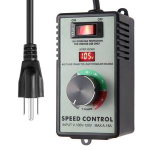lot 19419 image: AC Motor Speed Controller 100-120V  10A Rated  15A Max Variable Fan Speed Controller AC Electronic Voltage Regulator with Overload Protection Switch & Voltage LED Display Screen