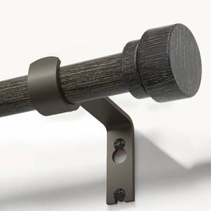 lot 19421 image: Lootkell Black Walnut Wood Curtain Rods for Windows 66 to 120 1 Diameter Heavy Duty Window Curtain Rod Adjustable with Handmade Wood Grain Design for Living Room Bedroom Kitchen Farmhouse Outdoor