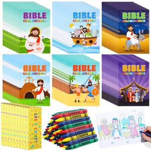 lot 19425 image: Gilprop 24 Set Bulk Christian Coloring Books with Crayons for Kids Bible Religious Drawing Books Bulk Christian Story Activity Supplies, DIY Sunday School Crafts, Bible Party Favors Gifts