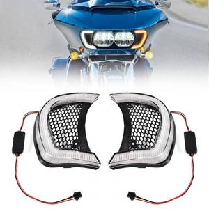 lot 19434 image: VEISUTOR Motorcycle Headlight Vent Accent LED Turn Signal Indicator Side Lights Lamp for Harley Road Glide FLTRX Special FLTRXS CVO Ultra FLTRU 2015-2024 Accessories (Clear Lens)