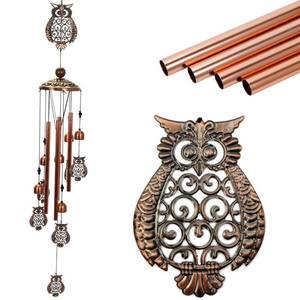 lot 19453 image: ArtCredit Copper Tone Animal Wind Chimes for OutdoorsIndoors - Owl Designs - Garden, Patio, Yard, Home Decor, for Women, Men, Mom, Birthday, Memorial, Housewarming (Owl)