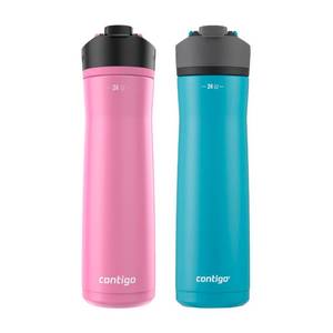 lot 19456 image: Contigo Cortland Chill 2.0 Stainless Steel Water Bottle with AUTOSEAL Lid 24 oz Juniper and Azalea 2-Pack