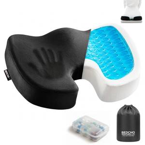 lot 19460 image: Seat Cushion For Tailbone Pain Relief �� Ergonomic Gel Memory Foam Pad for Sciatica & Lower Back Support, Perfect for Office, Car, Truck, Gamer, Airplane, Wheelchair & Home, Bonus Pill Case Included
