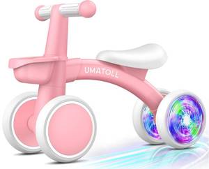 lot 19488 image: Umatoll Colorful Lighting Baby Balance Bike Toys for 1 Year Old Girl Gifts, Adjustable Seat, First Birthday Gifts, 12-24 Months Toddler Bike, New Pink