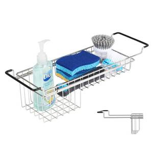 lot 19496 image: TreeLen Over The Kitchen Sink Caddy Sponge Holder Organizer Drying Rack Expandable for Sponge Brush Soap 13.8 to 20.8, Stainless Steel