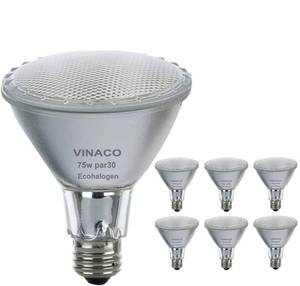 lot 19506 image: Vinaco Halogen PAR30 Long Neck 75W 120V 1000LM, 6 Pack High Output Halogen PAR30 Dimmable 3000K Warm White with E26 Base, Long Lifespan Long Neck Flood Light Bulb with CRI100 for Tracking Lighting