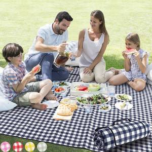 lot 19509 image: ZAZE Picnic Blankets Machine Washable, 80x80 Extra Large Waterproof Sandproof Foldable Compact Beach Blanket, Oversized XL Outdoor Mat for Spring Summer Camping, Park, Travel Grass(Blue and White)