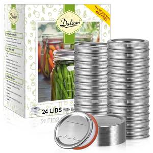 lot 19518 image: Dalzom� 24Pcs Canning Lids with 24Pcs Rings Regular Mouth, Premium Mason Jar Lids with BandsRings for Ball, Kerr Jars - Food Grade Material, 100% Fit & Airtight for Regular Mouth Mason Jars