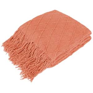 lot 20088 image: PAVILIA Coral Orange Knit Throw Blanket for Couch Bed, Soft Knitted Farmhouse Sofa Throw for Living Room, Lightweight Decorative Fall Throw Blanket for Chair, Outdoor Textured Boho Blanket, 50x60