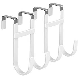 lot 20091 image: FYY Over The Door Hooks - 2 Pack Heavy Duty Dual-Hook Organizer Hanger with Non-Slip Rubber for Towels, Clothes, Hats & Bags Use in Bathroom, Bedroom, Kitchen - Fits Interior Doors Up to 1 38 White