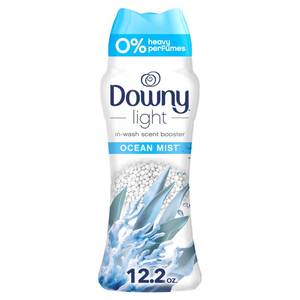 lot 20110 image: Downy Light Laundry Scent Booster Beads, Ocean Mist Scent, 12.2 OZ, In-wash fabric beads designed to be gentle with a light boost of scent, No Heavy Perfumes