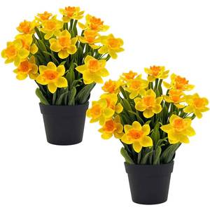 lot 20111 image: SNAIL GARDEN 2PCS Artificial Daffodils in Black Pot,9.8 Realistic Artificial Flowers in Pot,Artificial Spring Flowers for Home, Office, Wedding, Party, Easter Decor Indoor