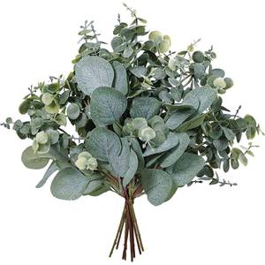 lot 20120 image: 10 Pcs Mixed Eucalyptus Leaves Stems Bulk Artificial Silver Dollar Picks Faux Branches for Vase Bouquets Floral Arrangement Wreath Farmhouse Rustic Greenery Decor