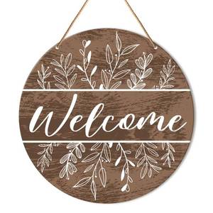 lot 20128 image: Welcome Sign Front Door Decor, Welcome Wood Hanging Sign Decor Farmhouse Wall Sign Decorations for Door, Porch, Home, Housewarming Gift for New House Home Apartment, Spring Florals Door Hanger
