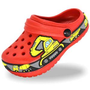 lot 20135 image: FolHaoth Toddlers Clogs EVA Cute Cartoon Excavator Racecar Pattern Boys Girls Clogs Slip on Lightweight Breathable Kids Clogs Sandals Non Slip Indoor Outdoor Beach Pool Shower Slippers Shoes