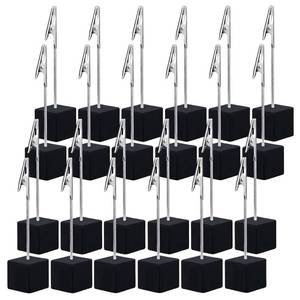 lot 20141 image: 24PCS Wooden Cube Memo Holders with Alligator Clips Table Number Stands, Mini Photo and Card Display Clips for Wedding, Event, Office Desk Use (Black)