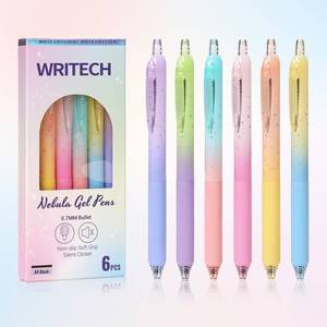 lot 20159 image: WRITECH Gel Pens Fine Point Nebula Pen Set 0.7mm Black Ink Retractable 6ct Medium Point Smooth Writing with Aesthetic Gradient Color Barrel for Journaling Note Taking Silent Click No Smear