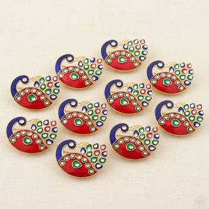 lot 20170 image: LOVENSPIRE Decorative Bulk Peacock Haldi Kumkum Holder Roli Chawalrice Holder Indian Festival Favor Diwali Rakhi Pooja Mandir Tika Platter Housewarming Gifts Pack Of 10