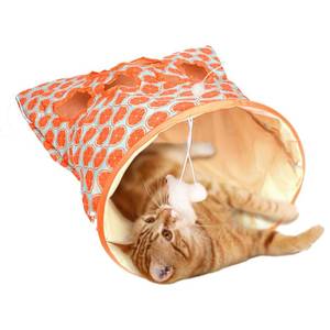 lot 20174 image: SYCOOVEN Cat Tunnel Bag for Indoor Cats, Pet Collapsible Tunnel Crinkle Sack Bag with 1 Little Mouse & Toy Ball, Crinkle Paper Interactive Cat Toys Hide and Seek(Orange Pattern)