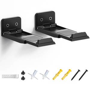 lot 20183 image: ELETIUO Soundbar Wall Mount Bracket for Samsung, LG, Sony, JBL, Vizio, Sonos and More, Depth Adjustable 3.5-6.1, Soundbar Shelf Under TV, Black