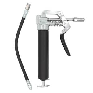 lot 20197 image: LubriMatic 30-800 Heavy Duty Mini Grease Gun w Pipe and Hose, BlackSilver