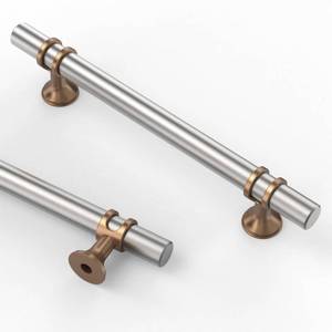 lot 20198 image: Asidrama 10 Pack 6.3 Inch(160mm) Brushed Satin Nickel and Champagne Bronze Kitchen Cabinet Handles, Cabinet Pulls Kitchen Cabinet Hardware Cupboard Handles Drawer Pulls