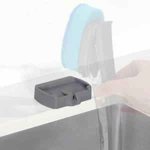 lot 20212 image: LANMU Dish Wand Holder Compatible with Scotch-Brite Dishwand, Silicone Dish Brush Holder with Drain Spout for Kitchen Sink Counter, Sponge Wand Organizer, Keep Upright from Leaking Soap