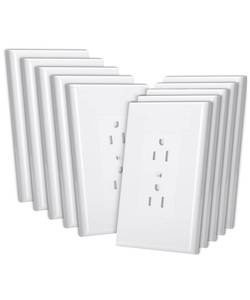 lot 20220 image: Bates Duplex Wall Outlet Covers - 6 Pack, White Wall Plates