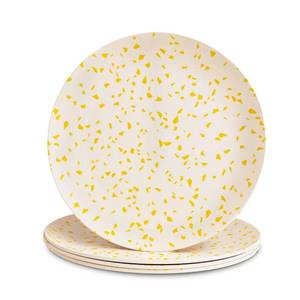 lot 20246 image: Nook Theory 4 Pack Reusable Bamboo Plates - Non-Toxic Toddler and Kids Plate, Dishwasher Safe, Not Microwavable Dinnerware (Terrayellow 8)