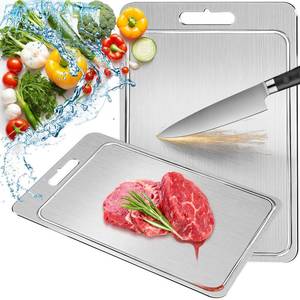 lot 20247 image: ZYBIDEAL 2025 New 100% Pure Titanium Cutting Board with Grooves, Double Sided Food Grade Chopping Board, Meat, Fruit and Vegetable Cutting Board, Dishwasher Safe (7.87  11.4)