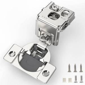lot 20248 image: Furniware 10 Pieces 1-12 inch Overlay Soft Close Cabinet Hinges for Face Frame Cabinet, Stainless Steel, 105° Opening Angle, Concealed Self Closing Door Hinges- 3 Way Adjustment