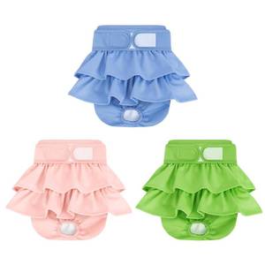 lot 20252 image: Reusable Dog Diapers Female 3 Pack Washable Highly Absorbent Doggie Diapers, Flexible Doggy Diapers Female, Leak-Proof Puppy Diapers for Dog Period Heat Incontinence Potty Training, S