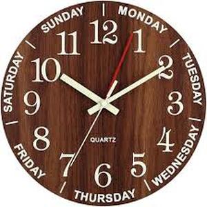 lot 3759 image: Wooden Wall Clock with Days of Week Display