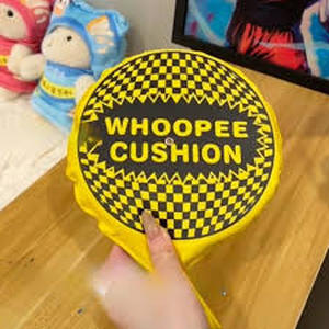 lot 6056 image: Whoopee cushion yellow & black checkered pattern