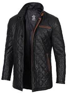 lot 19493 image: Decrum Black Quilted Vintage Leather Jacket Men - Mens Car Coat  1114411 Glen Coat Black, XS