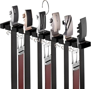 lot 19524 image: Black Belt Hanger Organizer with Metal Hooks