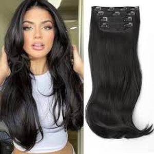 lot 20166 image: Black Synthetic Hair Extension with Clip Attachments