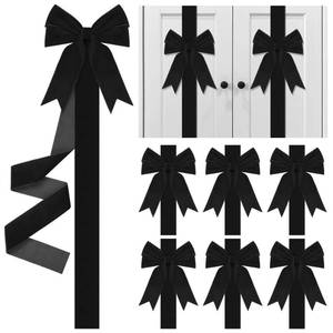 lot 1277 image: Aneco 6 Pack Christmas Door Ribbon and Bows, Large Christmas Velvet Cabinet Door Bows and Ribbons, Festive Velvet Bow with Hook-and-Loop Fastener for Cabinets Furniture Xmas Party Decorations, Black