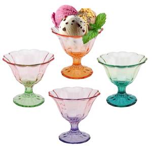 lot 1288 image: Glass Dessert Bowls 10 Oz Set of 4 Ice Cream Cups Footed Bowl Light Pink-Purple Drinking Cup for Sundae, Dessert, Candy, Fruit, Ice Cream, Snack Pudding
